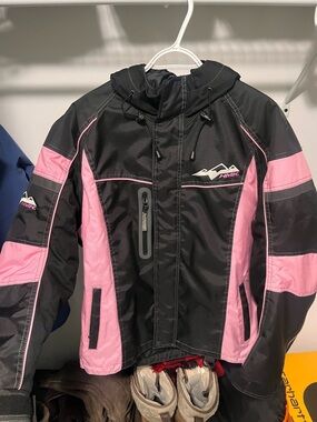 HMK Black and Pink Snowmobile Jacket Womens M